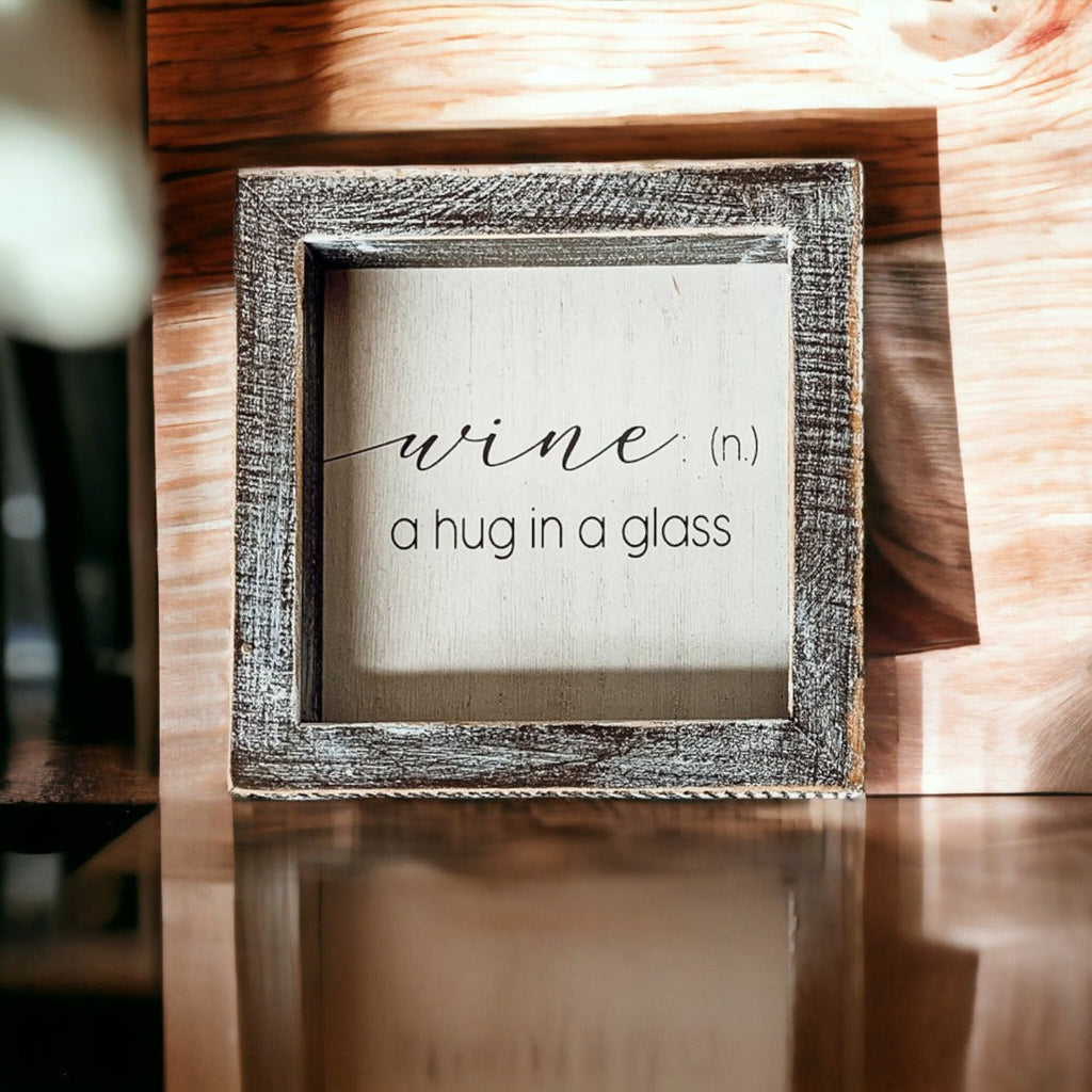Framed Wine Sign Wall Art Rustic Home Decor For Wine Lovers Kitchen Bar Display Gift BandsCo Straps