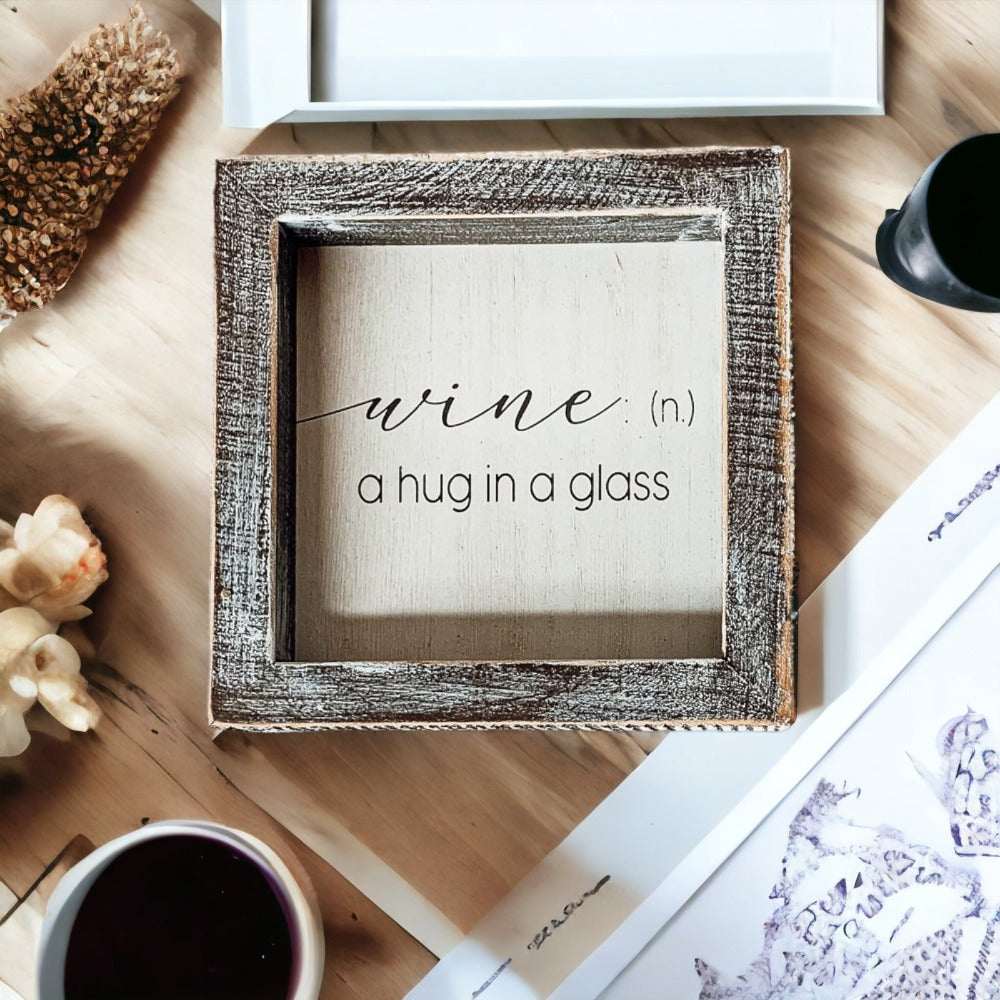 Framed Wine Sign Wall Art Rustic Home Decor For Wine Lovers Kitchen Bar Display Gift BandsCo Straps