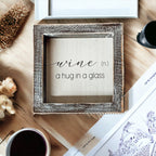 Framed Wine Sign Wall Art Rustic Home Decor For Wine Lovers Kitchen Bar Display Gift BandsCo Straps