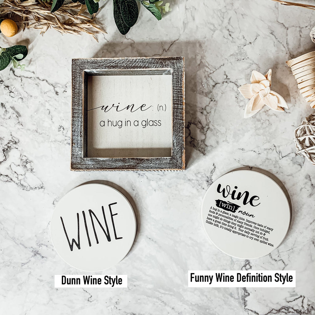 Wine Kitchen Sign 5x5 Thick Framed Wooden Bar Label Sign For Wine Lovers BandsCo Straps
