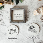 Wine Kitchen Sign 5x5 Thick Framed Wooden Bar Label Sign For Wine Lovers BandsCo Straps