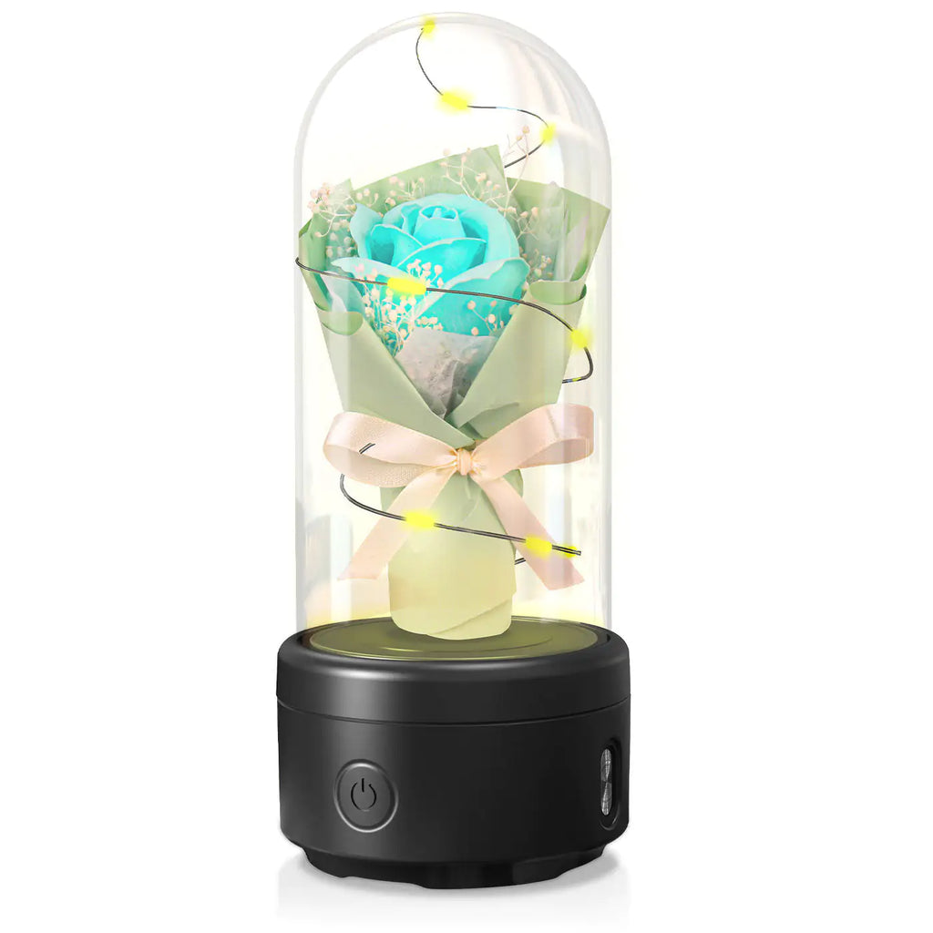 Creative 2 In 1 Bouquet LED Light And Bluetooth-compatible Speaker Mother's Day Gift Rose Luminous Night Light Ornament In Glass Cover Pi-Mart