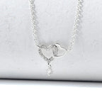 Heart Link Necklace, Interwined Heart Silver Necklace, Women Necklace