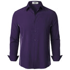 VATPAVE Mens Stretch Dress Shirts Business Formal Shirts Long Sleeve Slim Fit Button Down Shirts Wedding Prom Shirts Small Dark Purple Lootquake LLC