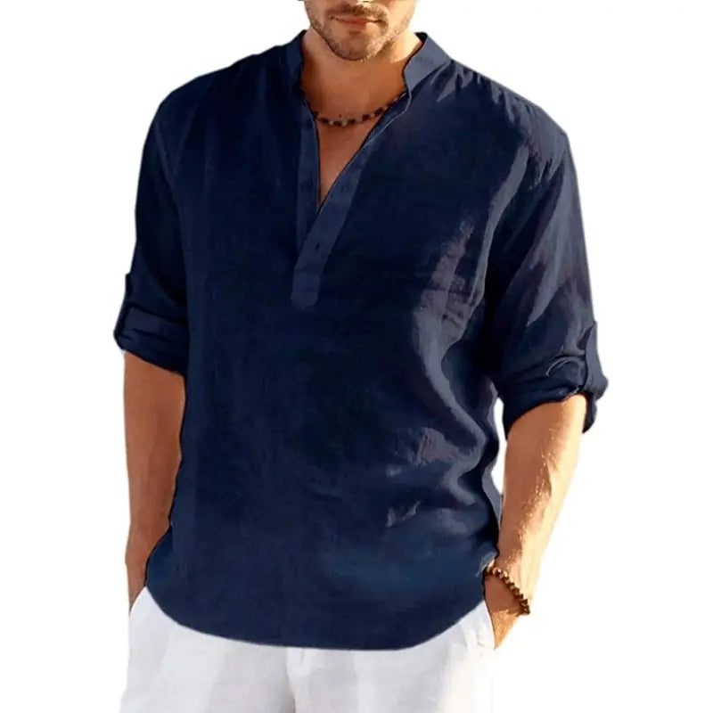 Men's Linen Long Sleeve Shirt Pi-Mart
