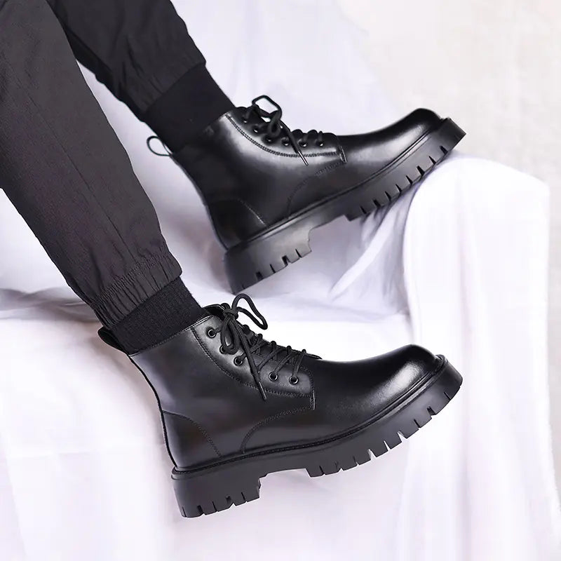 Men's Chelsea Ankle Boots - High-Top Leather Martin Boot Pi-Mart