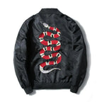 Embroidered Jacket, Coral Flower Snake Baseball Jacket Pi-Mart