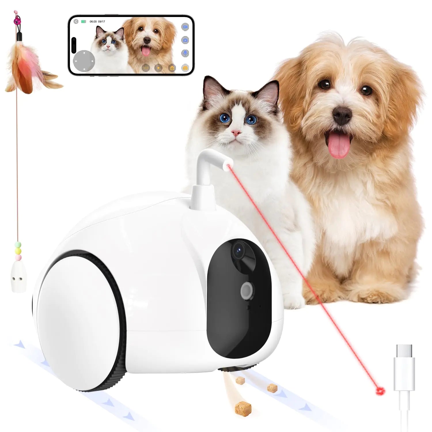 pumpkii Pet Camera Moving Pet Camera Robot with Phone App Cat Toys with Camera Pet Camera Treat Dispenser Robot Dog Camera with Night Vision Two Way Audio and Video (2.4GHz Wi-Fi only) Lootquake LLC