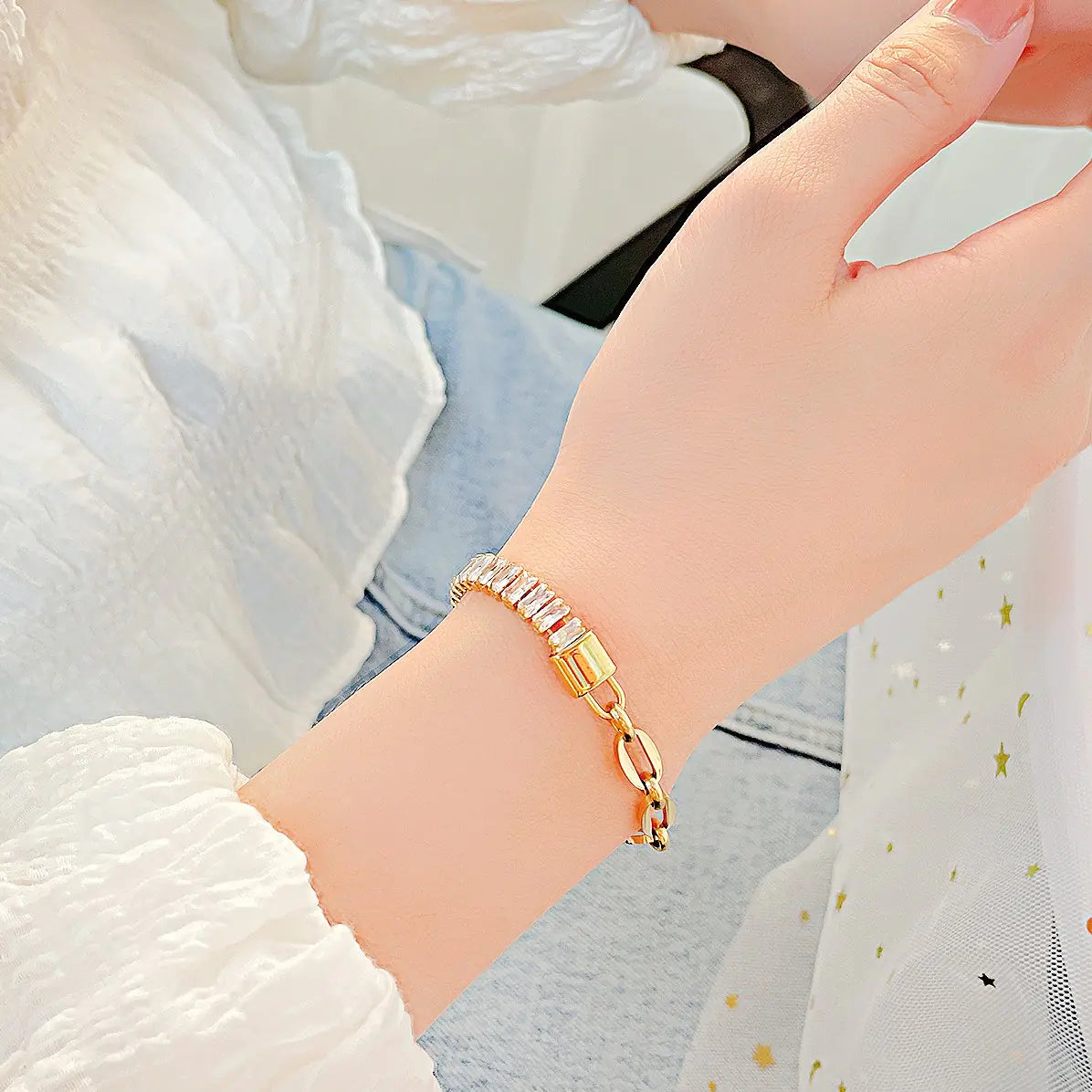 Personalized Thick Titanium Steel Small Lock Bracelet Pi-Mart