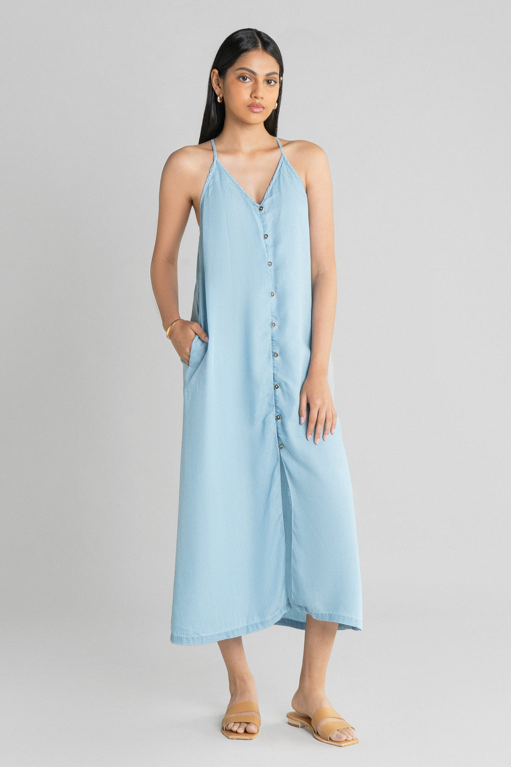 In The Mood For Love Denim Midi Dress Purplish Diva