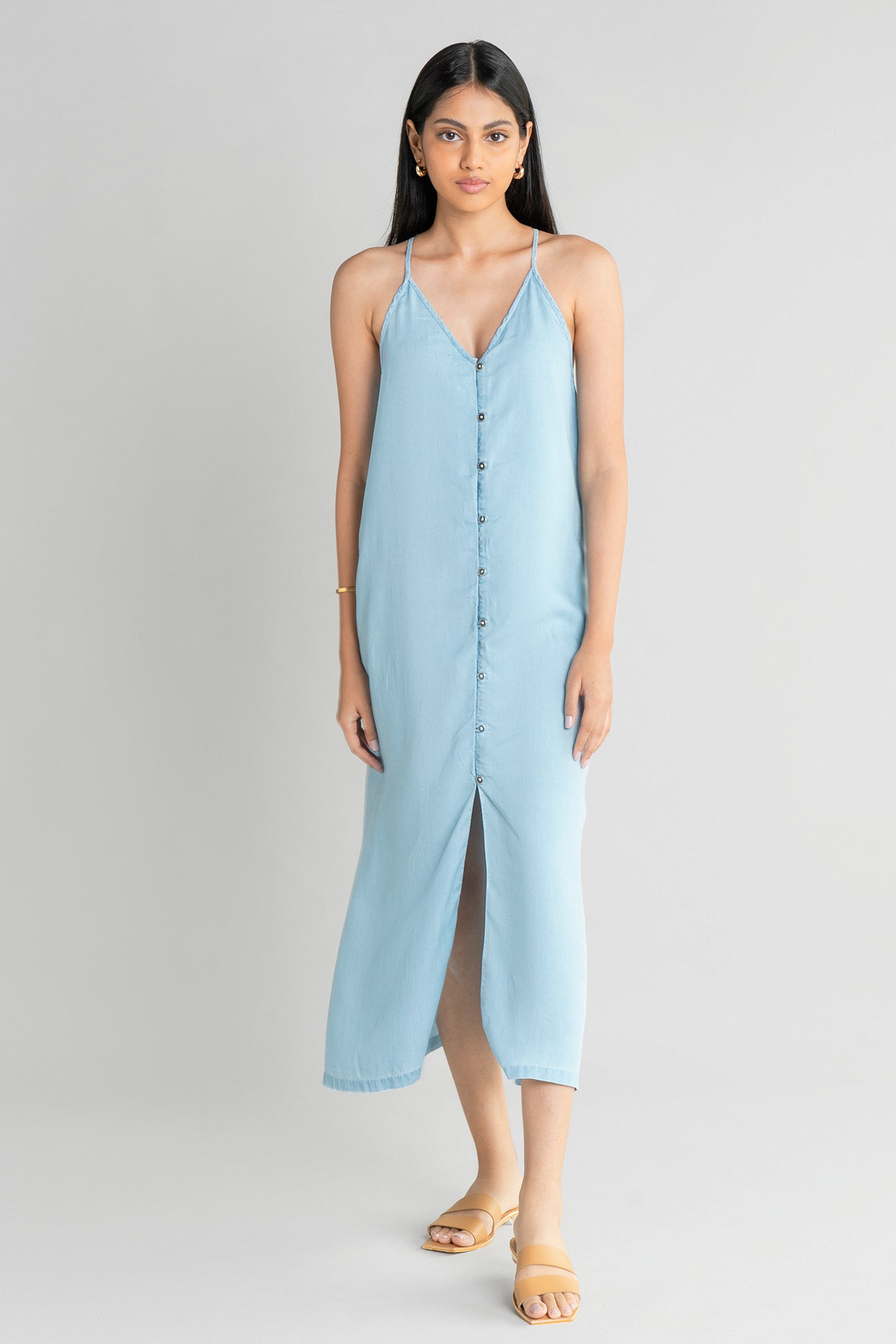 In The Mood For Love Denim Midi Dress Purplish Diva