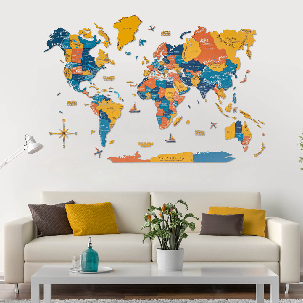 3D Wooden World Map Indie Enjoy The Wood