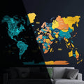 3D Luminous/Magnetic Colored Wooden World Map Indie - SJB-DIAMOND ELITES