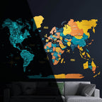 3D Luminous/Magnetic Colored Wooden World Map Indie - SJB-DIAMOND ELITES