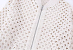 Open Knit Zip-Up Bomber Jacket Pi-Mart