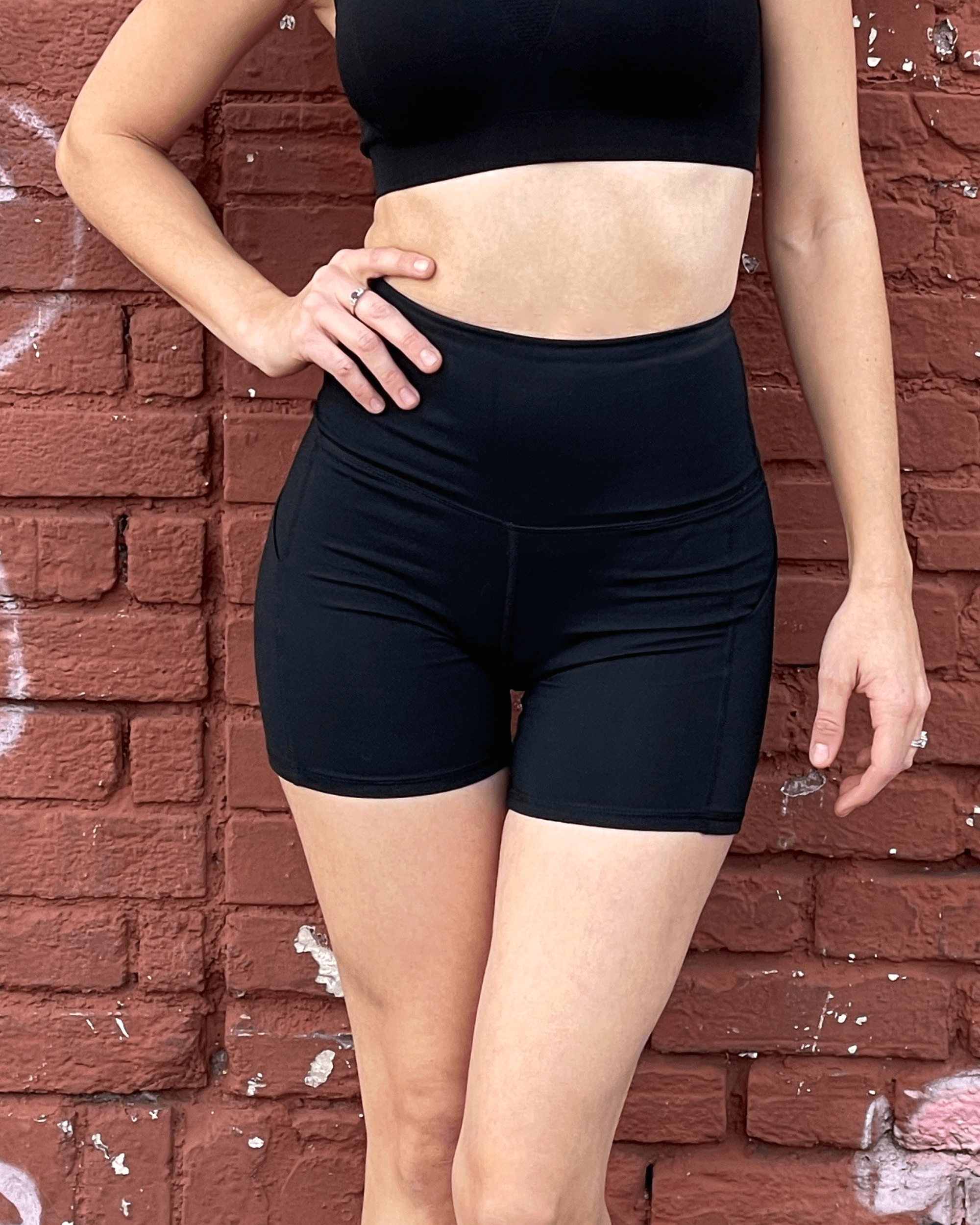 Jolie High-Waisted Athletic Shorts with Hip Pockets - SJB-DIAMOND ELITES