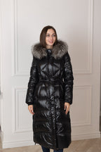 Genuine Silver Fox Fur Trim Down Fill Coat - SJB-DIAMOND ELITES