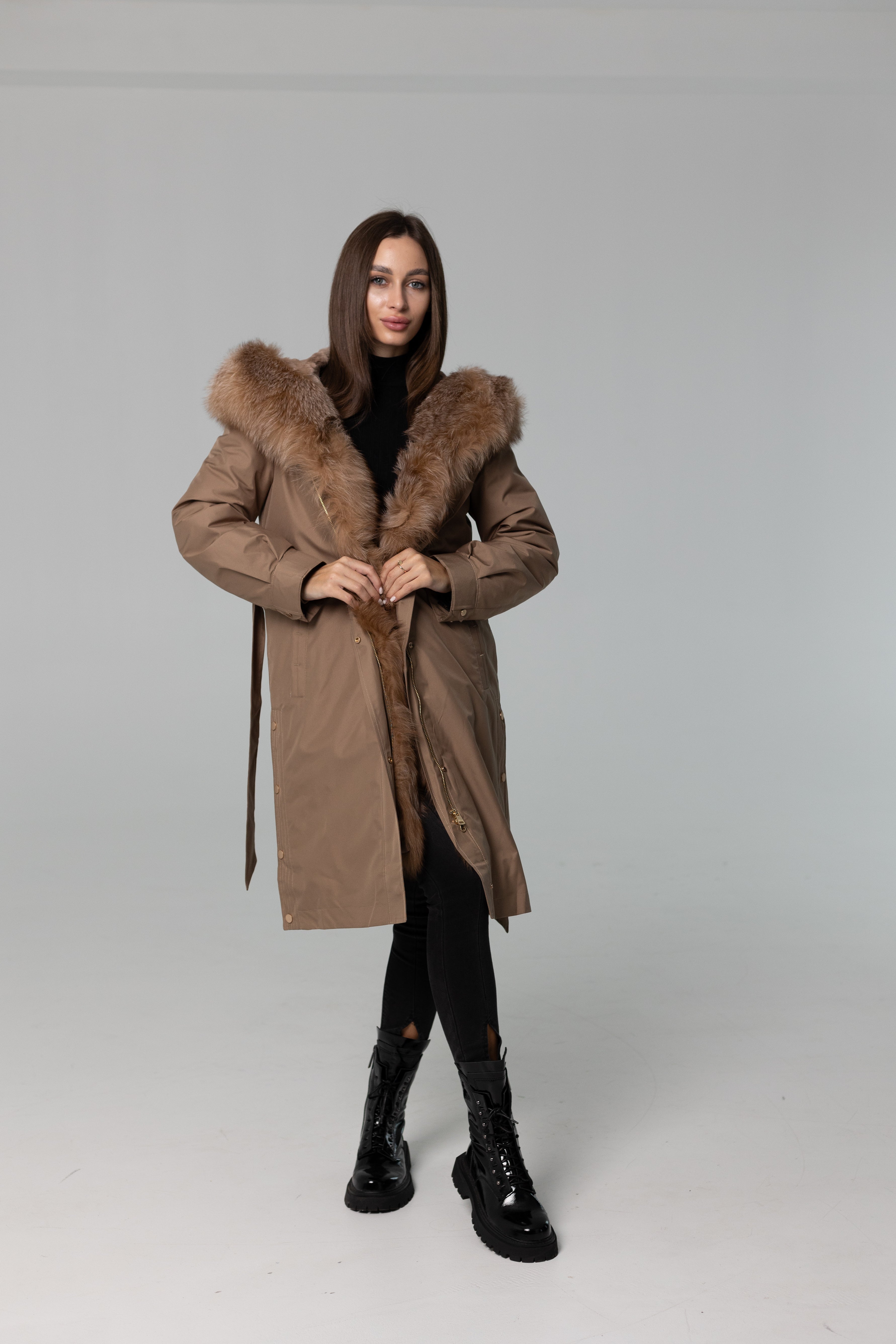 Genuine Fox Fur Trim Rabbit Fur Insulated Parka - SJB-DIAMOND ELITES