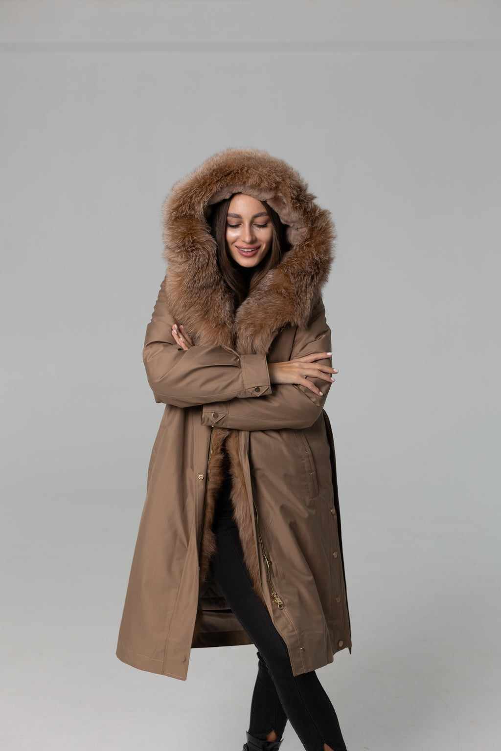 Genuine Fox Fur Trim Rabbit Fur Insulated Parka - SJB-DIAMOND ELITES