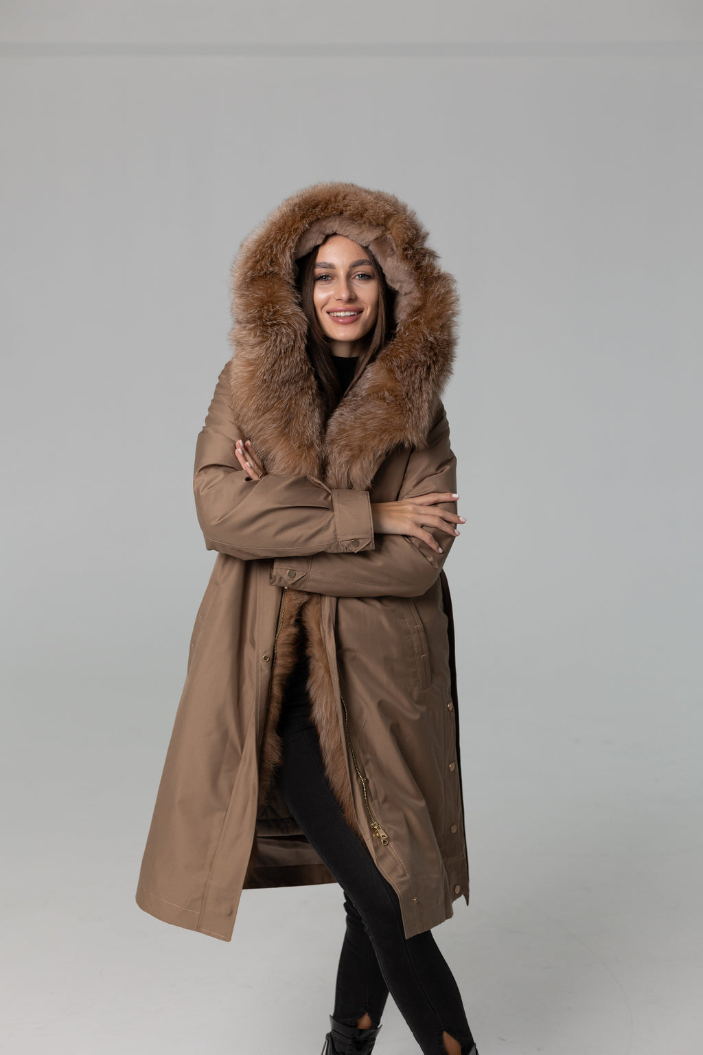 Genuine Fox Fur Trim Rabbit Fur Insulated Parka - SJB-DIAMOND ELITES