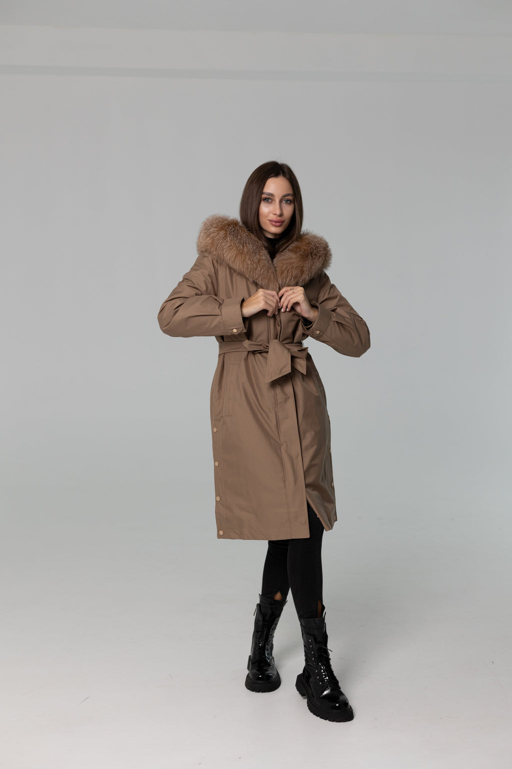 Genuine Fox Fur Trim Rabbit Fur Insulated Parka - SJB-DIAMOND ELITES