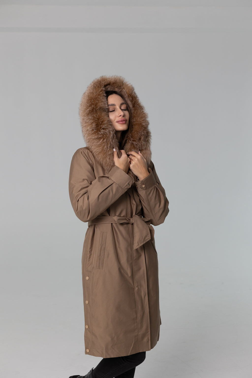 Genuine Fox Fur Trim Rabbit Fur Insulated Parka - SJB-DIAMOND ELITES