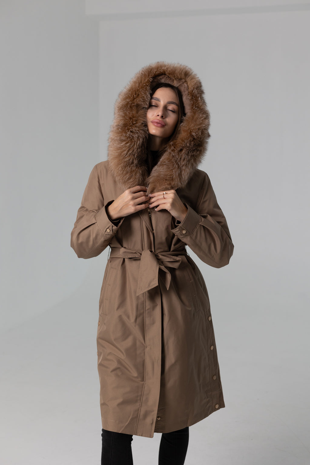 Genuine Fox Fur Trim Rabbit Fur Insulated Parka - SJB-DIAMOND ELITES