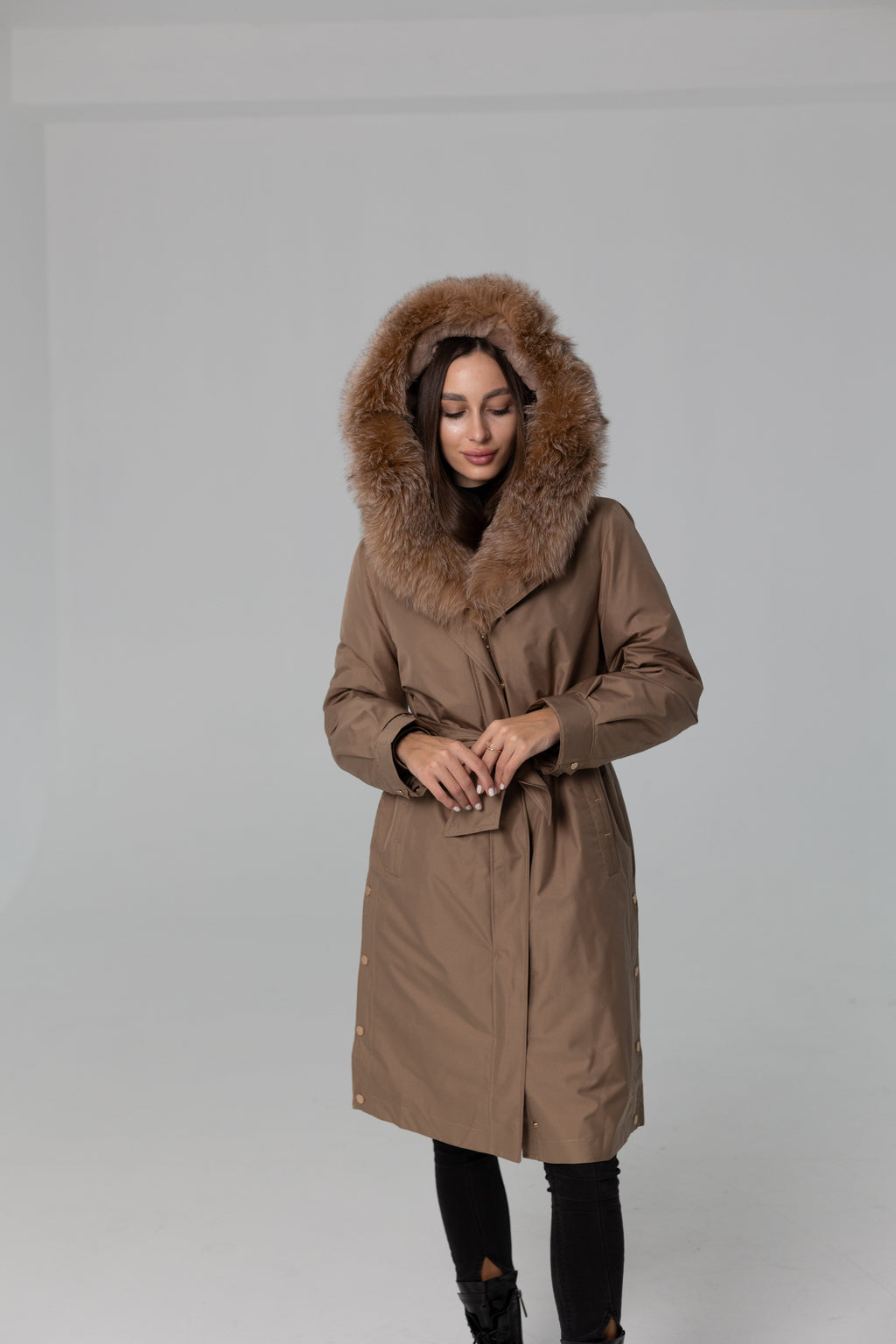 Genuine Fox Fur Trim Rabbit Fur Insulated Parka - SJB-DIAMOND ELITES
