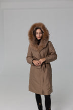 Genuine Fox Fur Trim Rabbit Fur Insulated Parka - SJB-DIAMOND ELITES