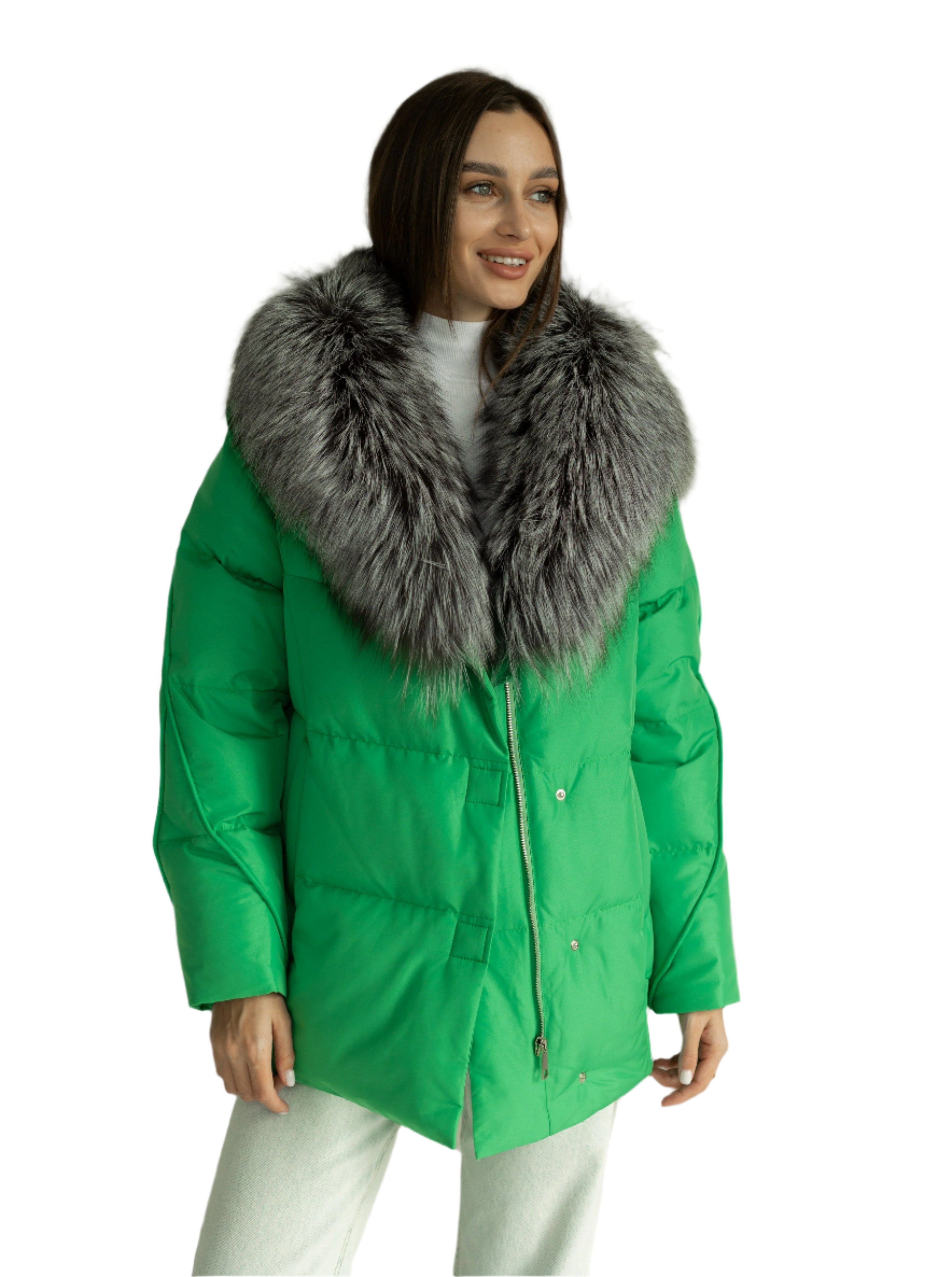 Genuine Silver Fox Down Fill Jacket - SJB-DIAMOND ELITES
