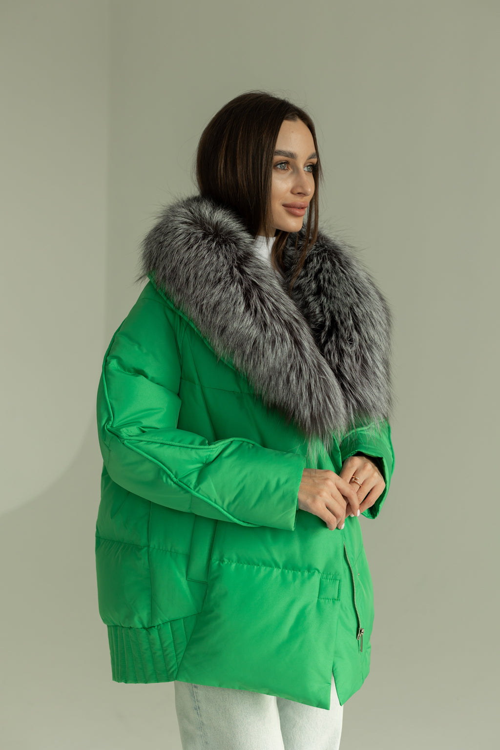 Genuine Silver Fox Down Fill Jacket - SJB-DIAMOND ELITES