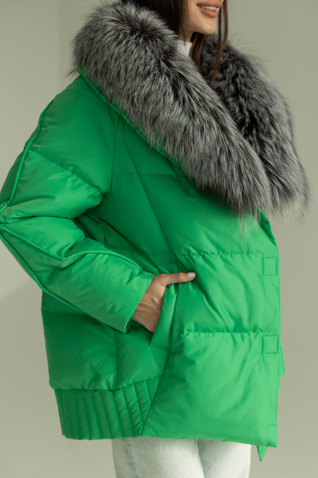 Genuine Silver Fox Down Fill Jacket - SJB-DIAMOND ELITES