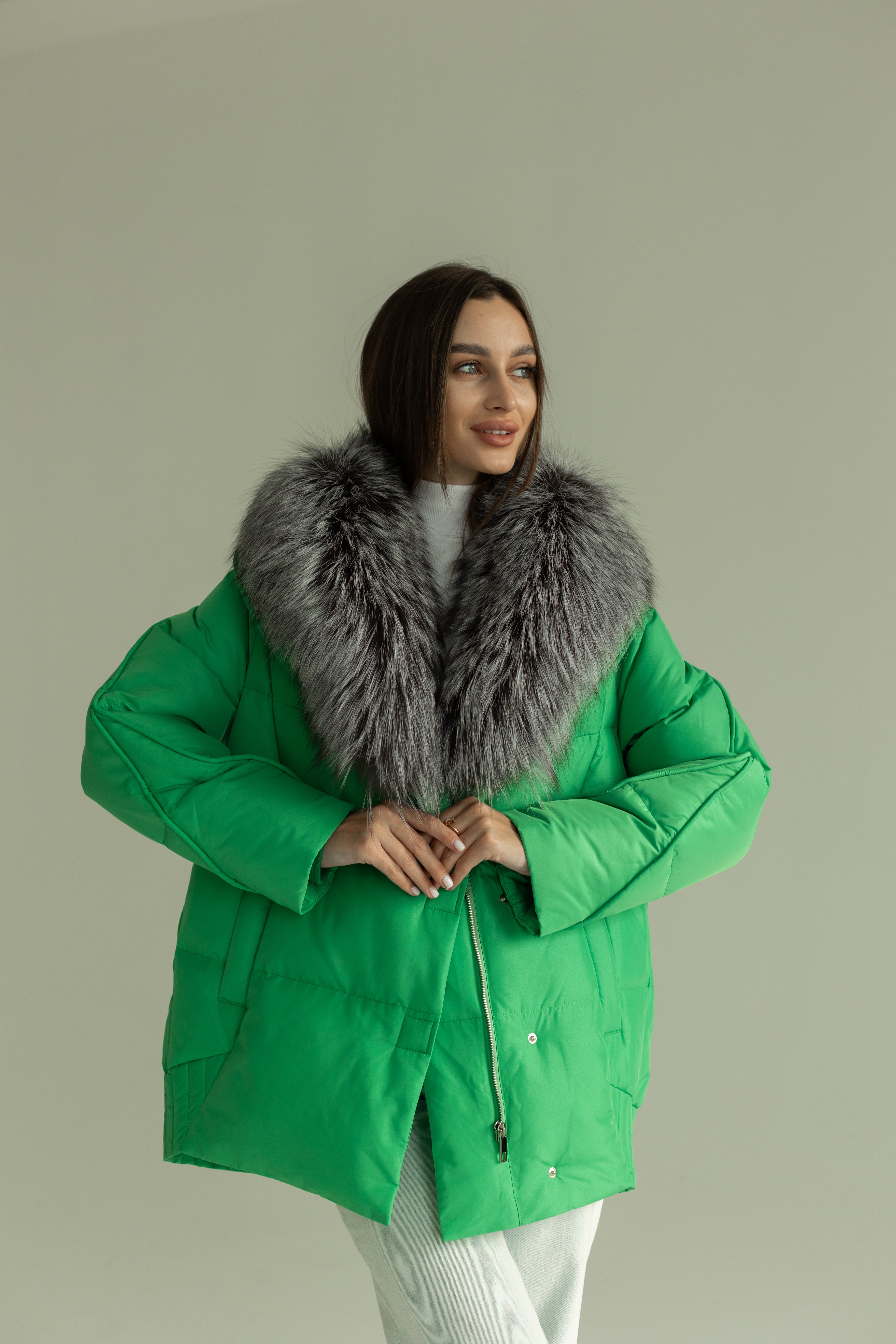 Genuine Silver Fox Down Fill Jacket - SJB-DIAMOND ELITES