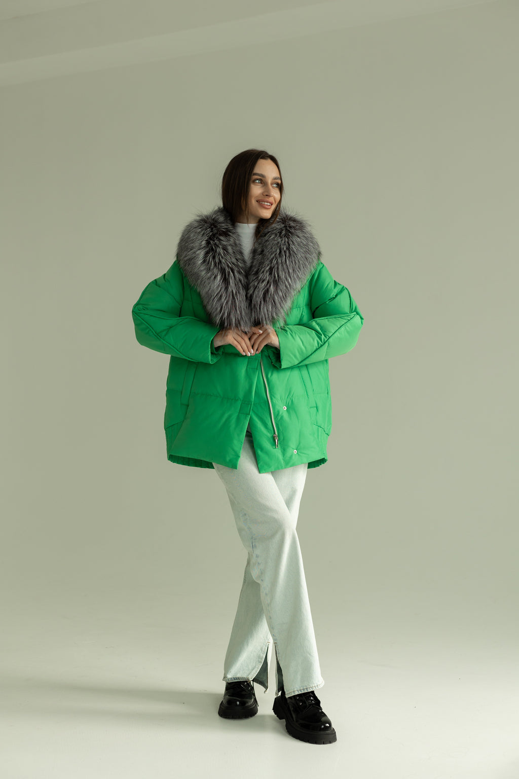 Genuine Silver Fox Down Fill Jacket - SJB-DIAMOND ELITES