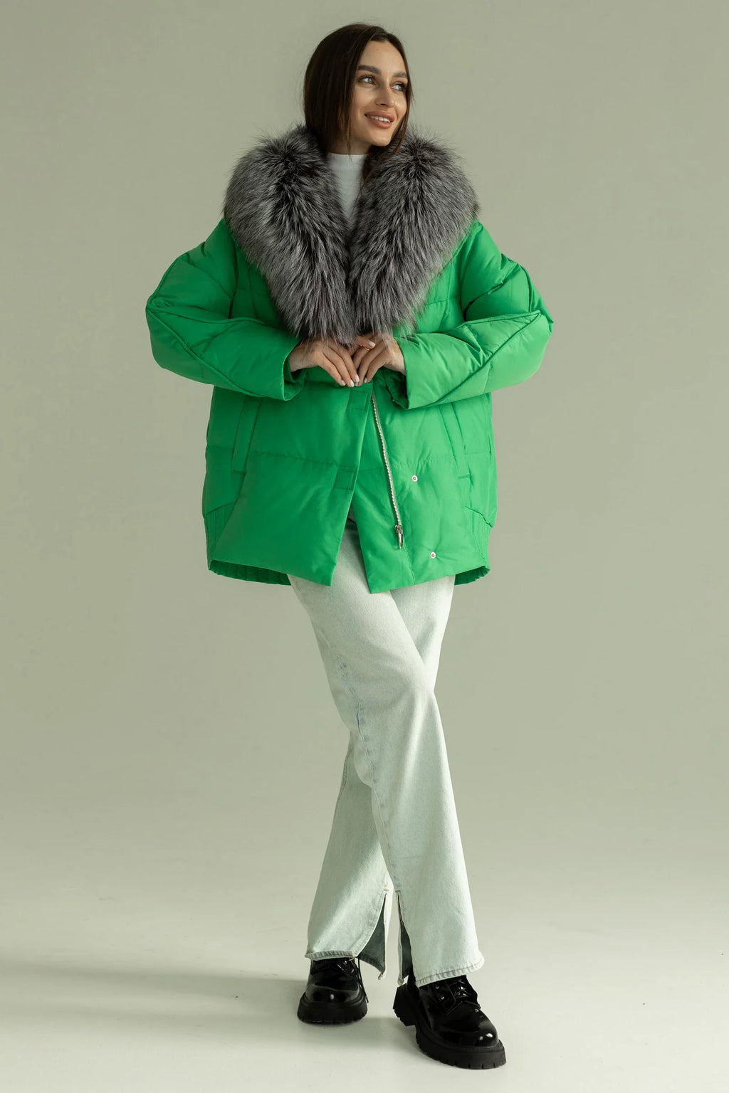 Genuine Silver Fox Down Fill Jacket - SJB-DIAMOND ELITES