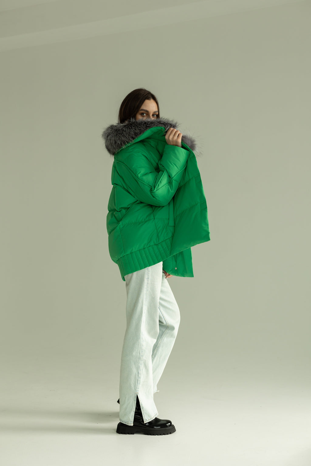 Genuine Silver Fox Down Fill Jacket - SJB-DIAMOND ELITES