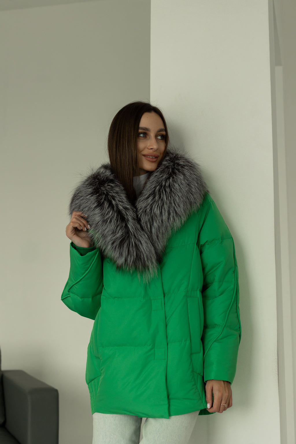 Genuine Silver Fox Down Fill Jacket - SJB-DIAMOND ELITES