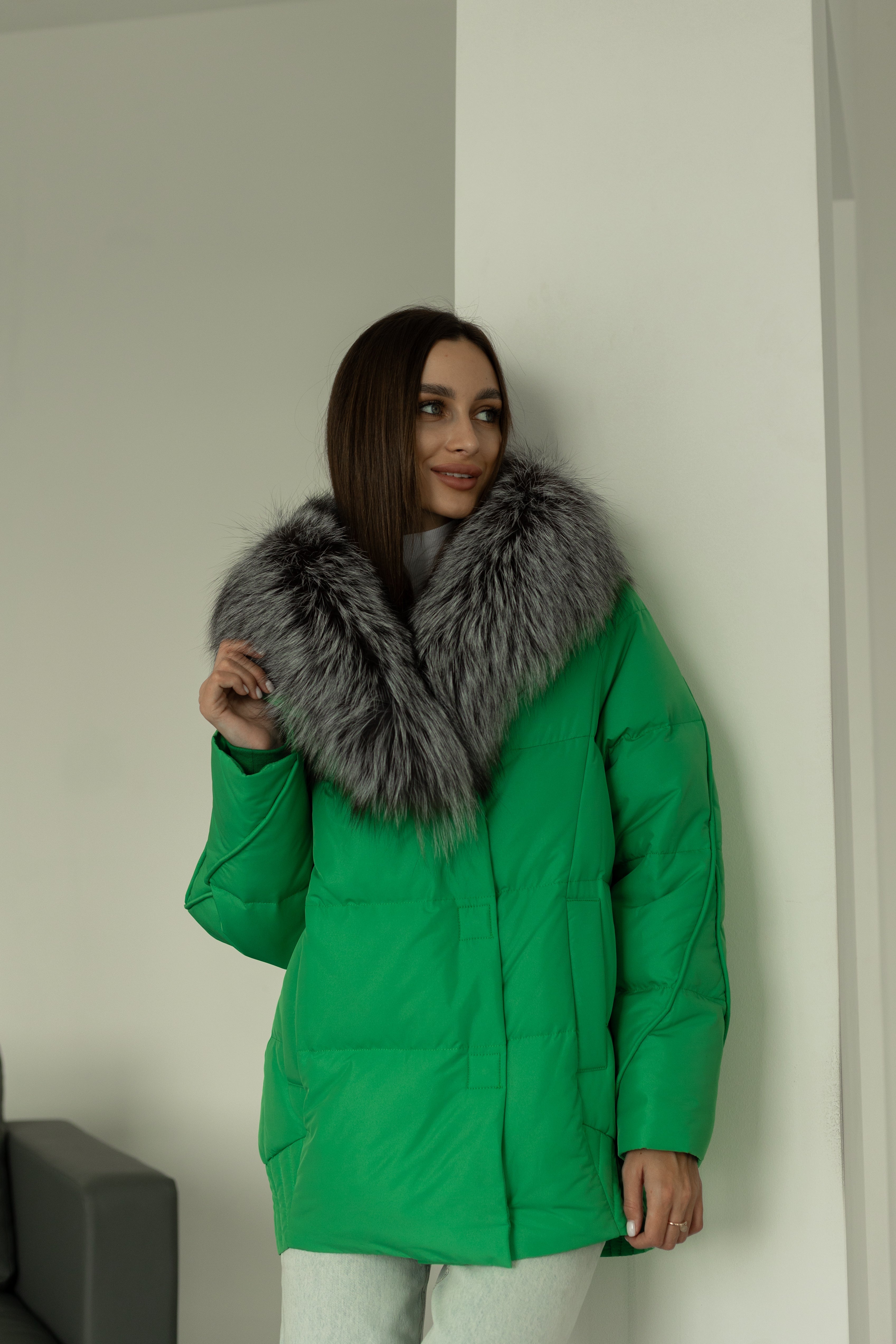 Genuine Silver Fox Down Fill Jacket - SJB-DIAMOND ELITES