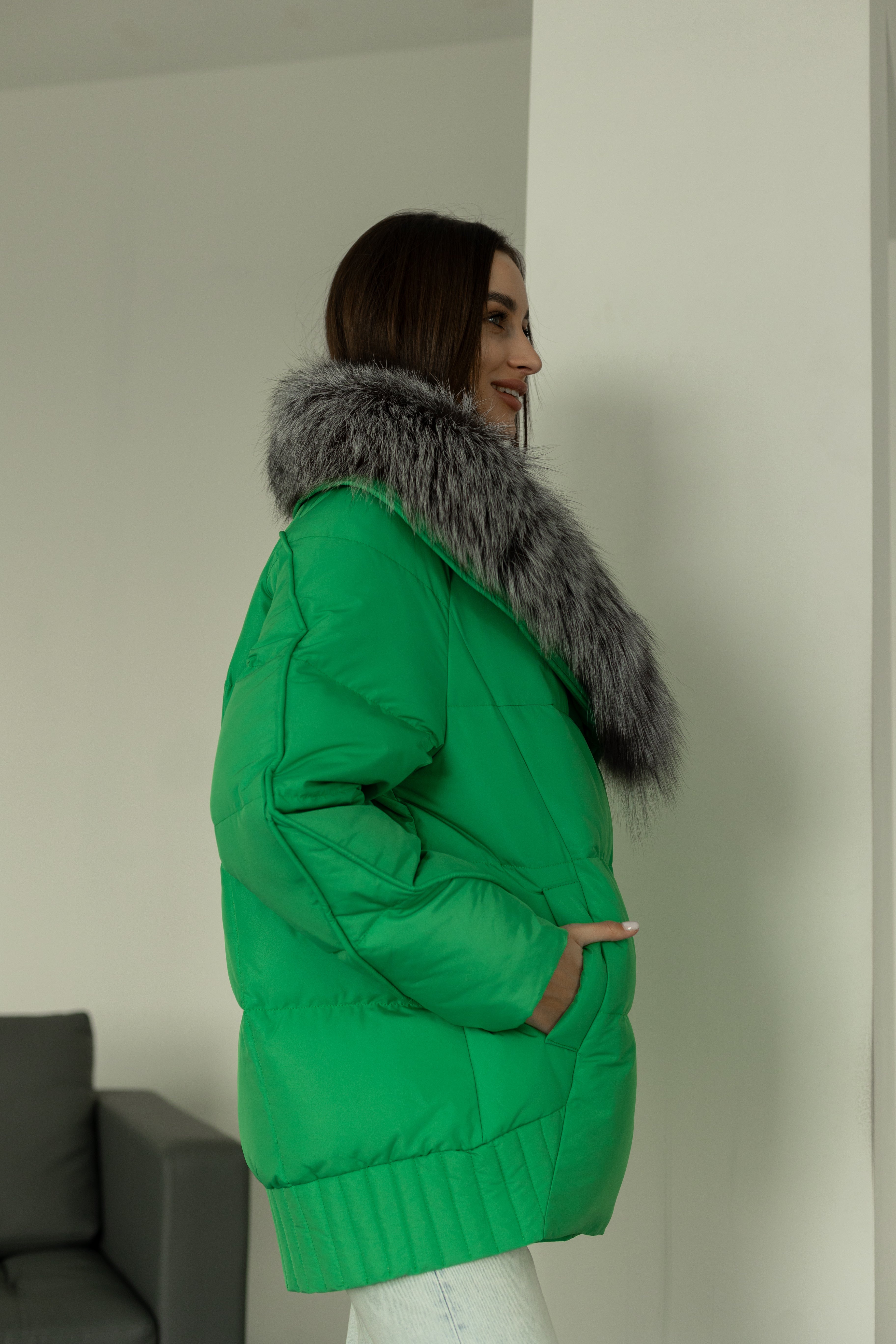 Genuine Silver Fox Down Fill Jacket - SJB-DIAMOND ELITES
