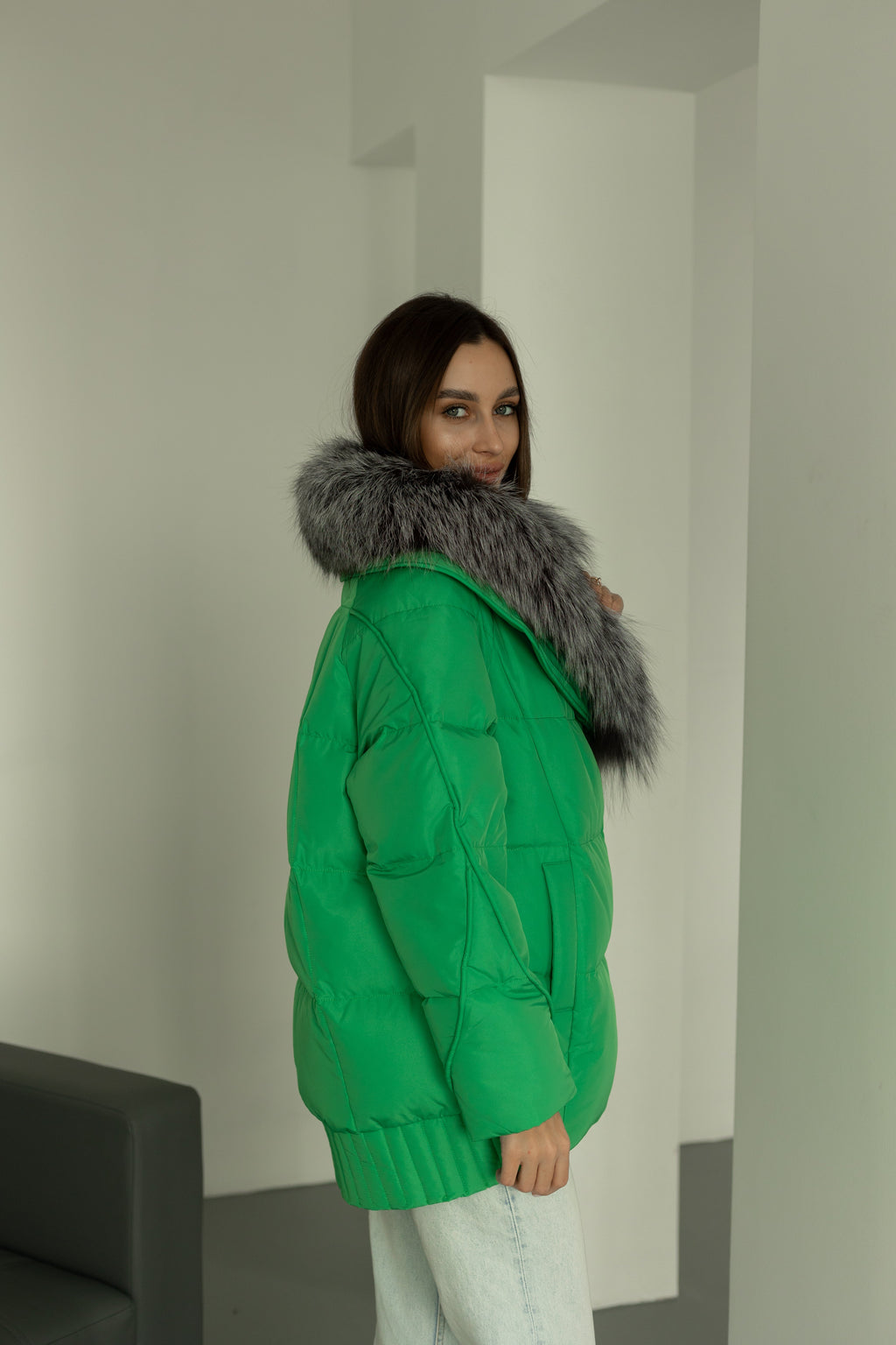 Genuine Silver Fox Down Fill Jacket - SJB-DIAMOND ELITES