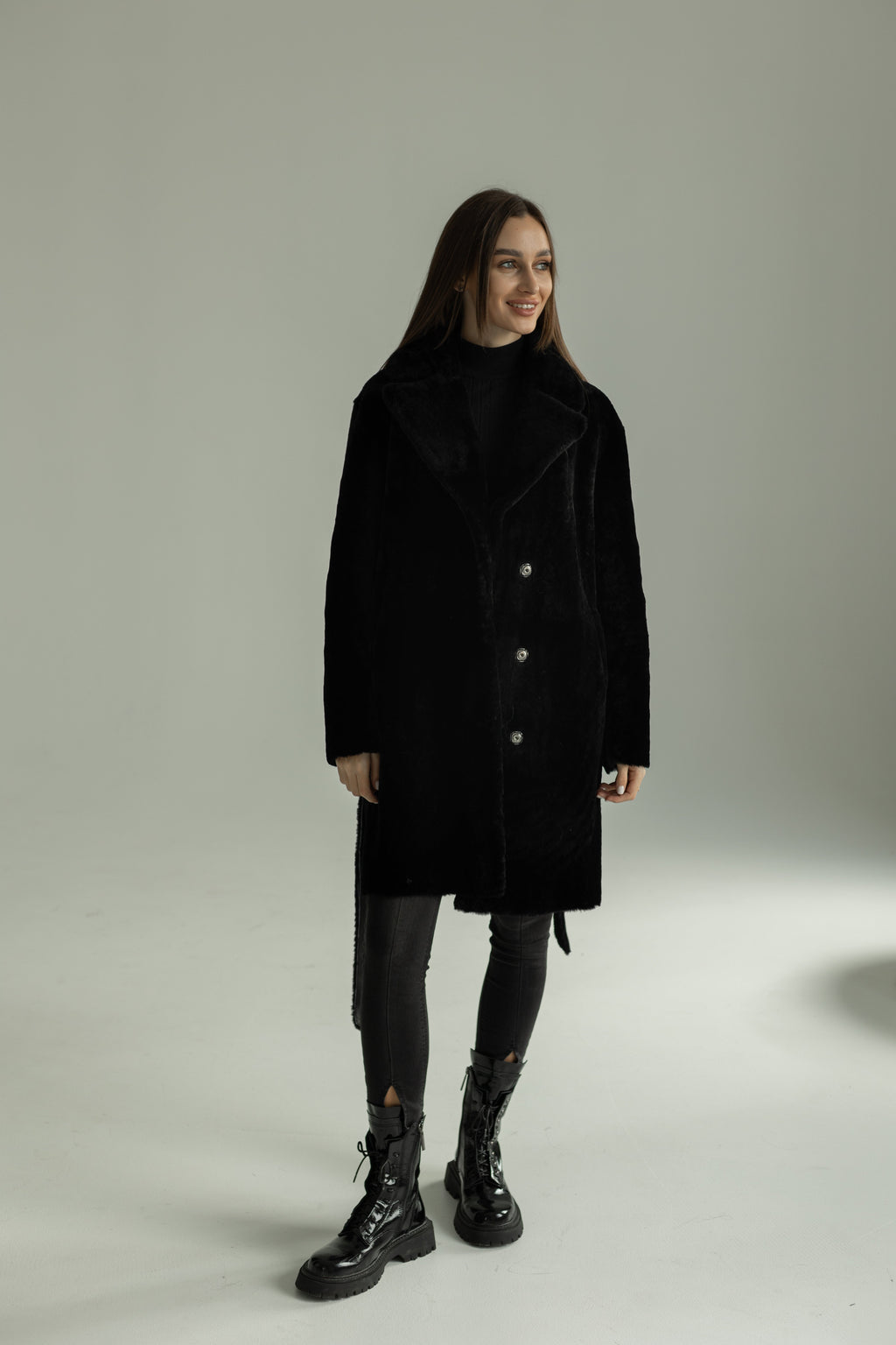 Genuine Shearling Merino Lamb Leather Coat by Punto Leather - SJB-DIAMOND ELITES