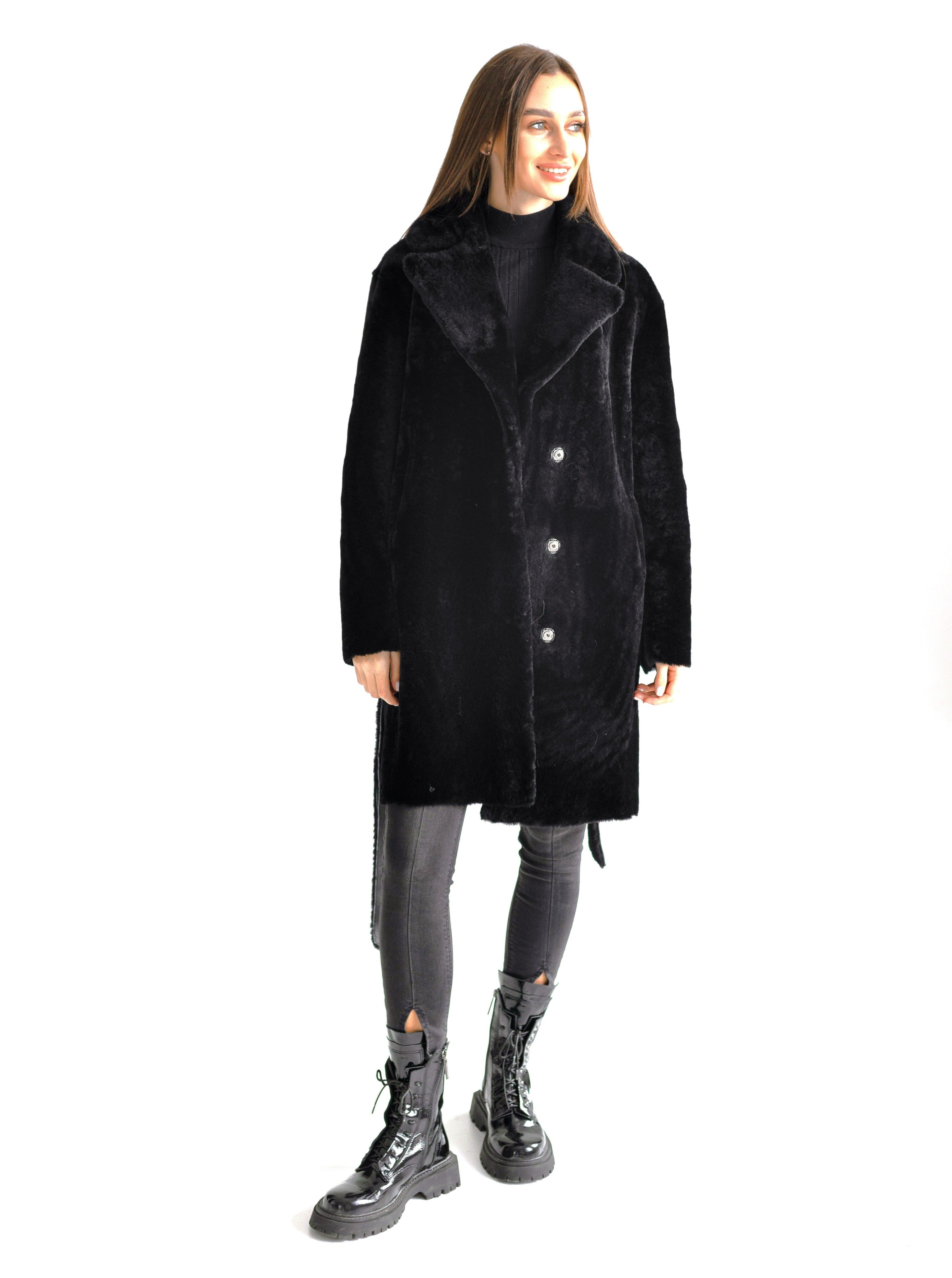 Genuine Shearling Merino Lamb Leather Coat by Punto Leather - SJB-DIAMOND ELITES