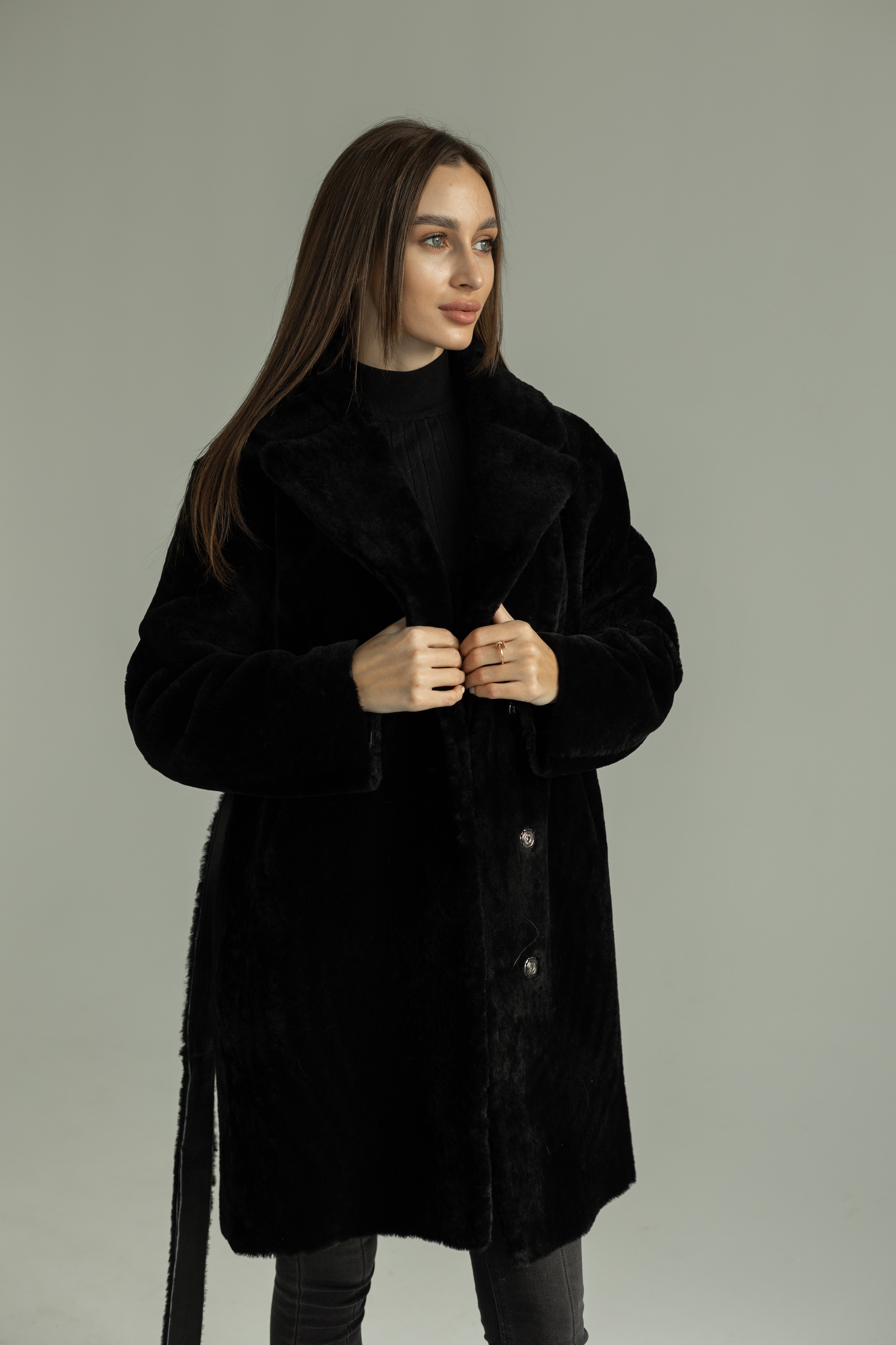 Genuine Shearling Merino Lamb Leather Coat by Punto Leather - SJB-DIAMOND ELITES