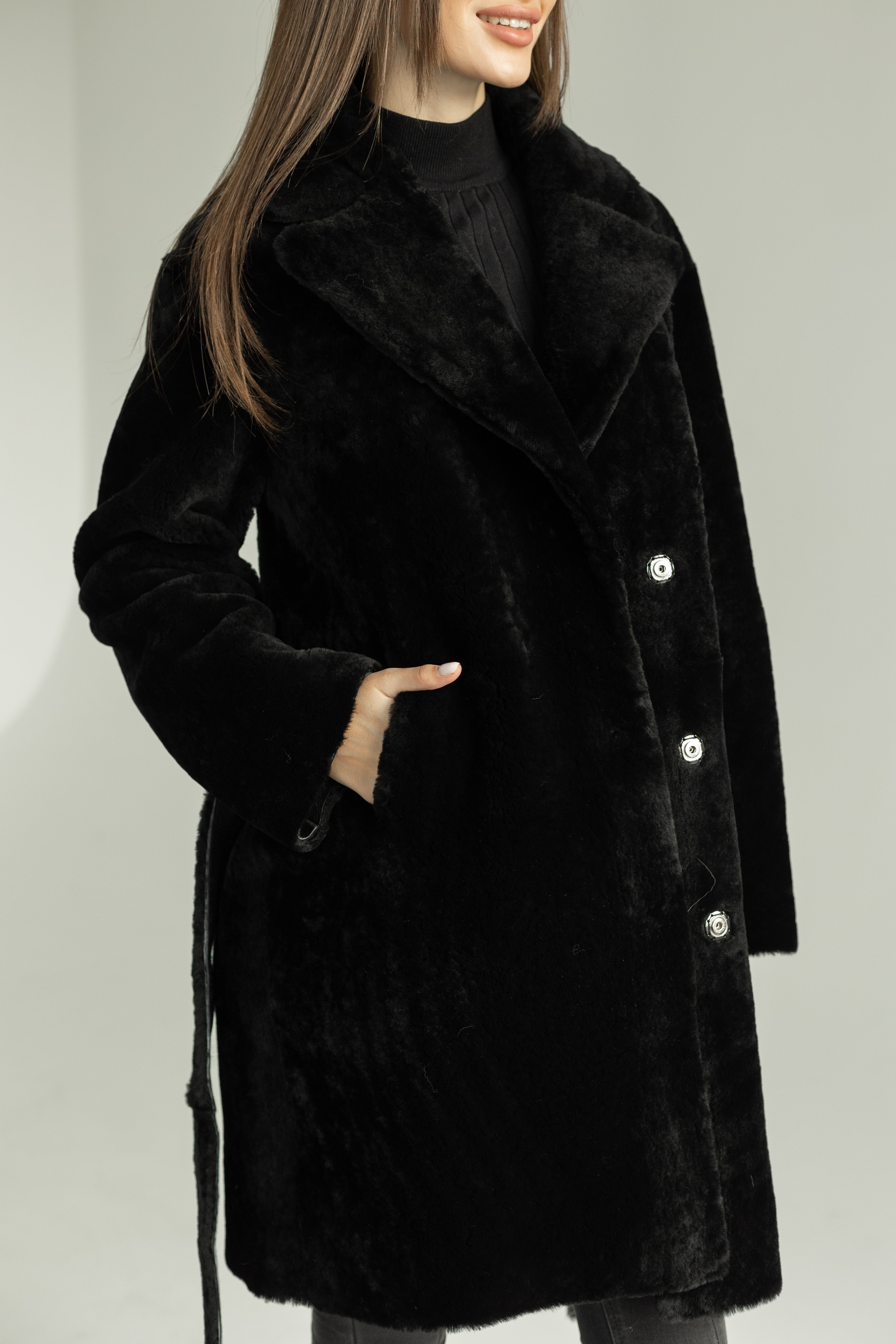 Genuine Shearling Merino Lamb Leather Coat by Punto Leather - SJB-DIAMOND ELITES