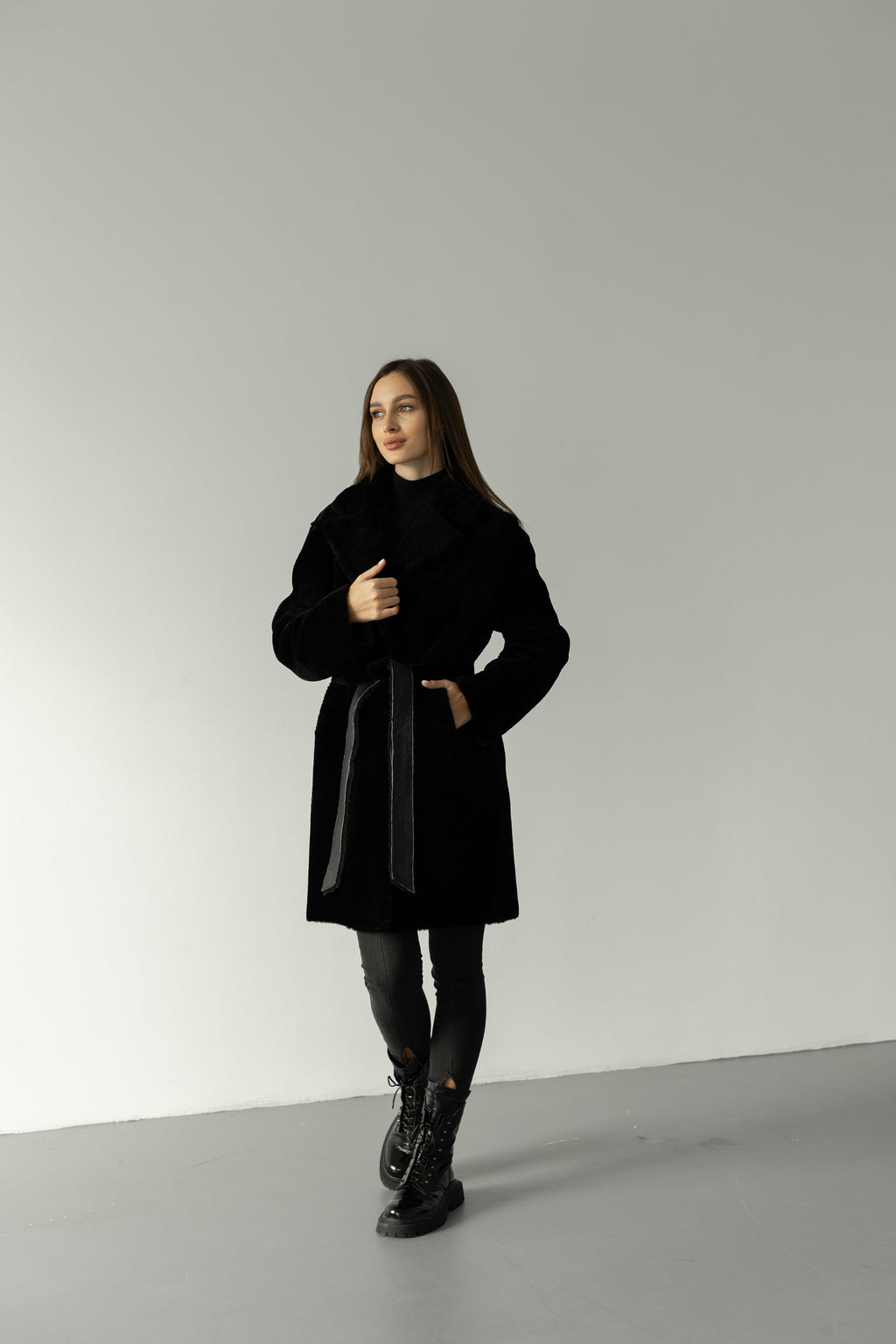 Genuine Shearling Merino Lamb Leather Coat by Punto Leather - SJB-DIAMOND ELITES