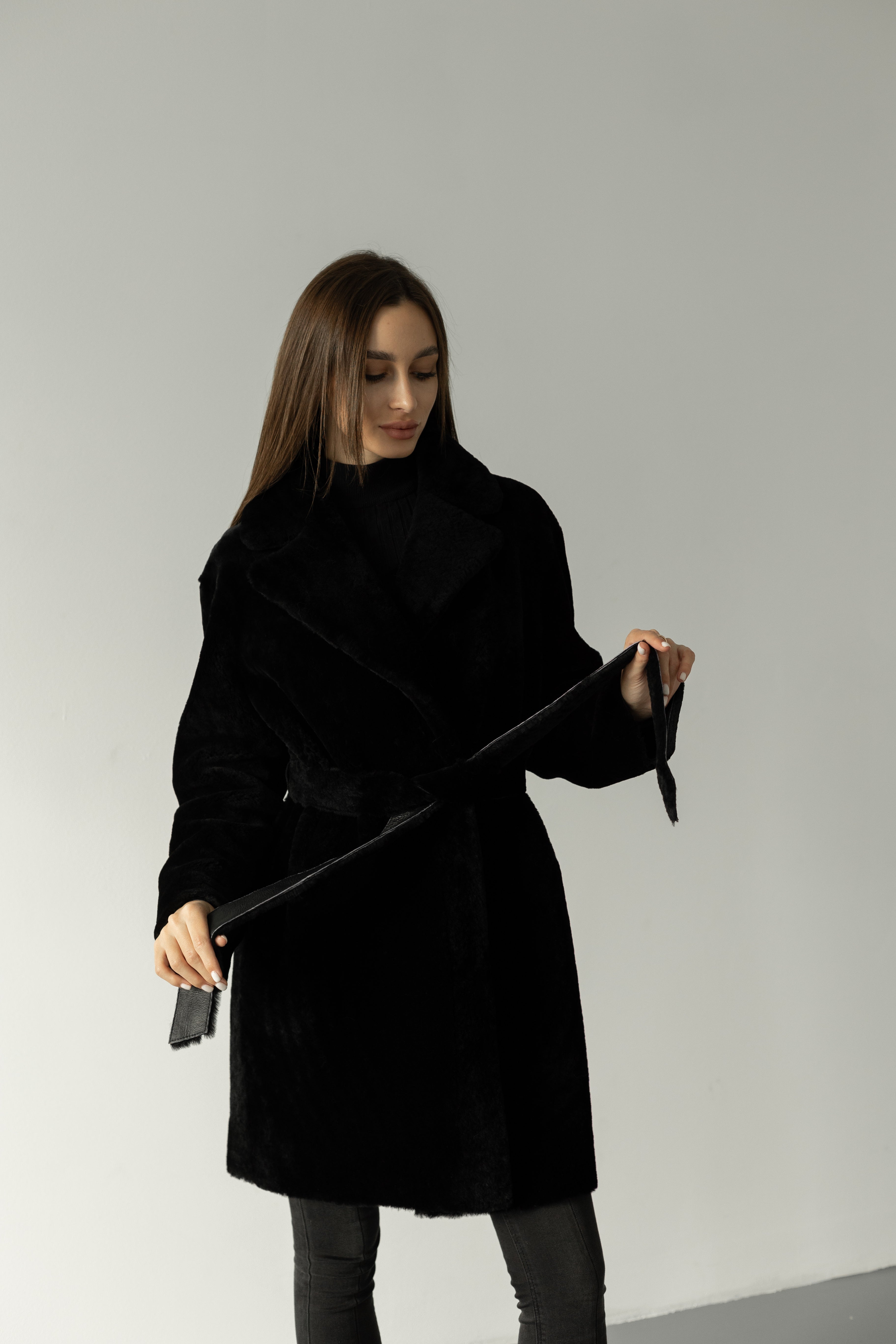 Genuine Shearling Merino Lamb Leather Coat by Punto Leather - SJB-DIAMOND ELITES