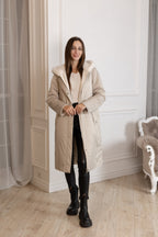 ⇆ Reversible Faux Alpaca Satin Hooded Coat - SJB-DIAMOND ELITES
