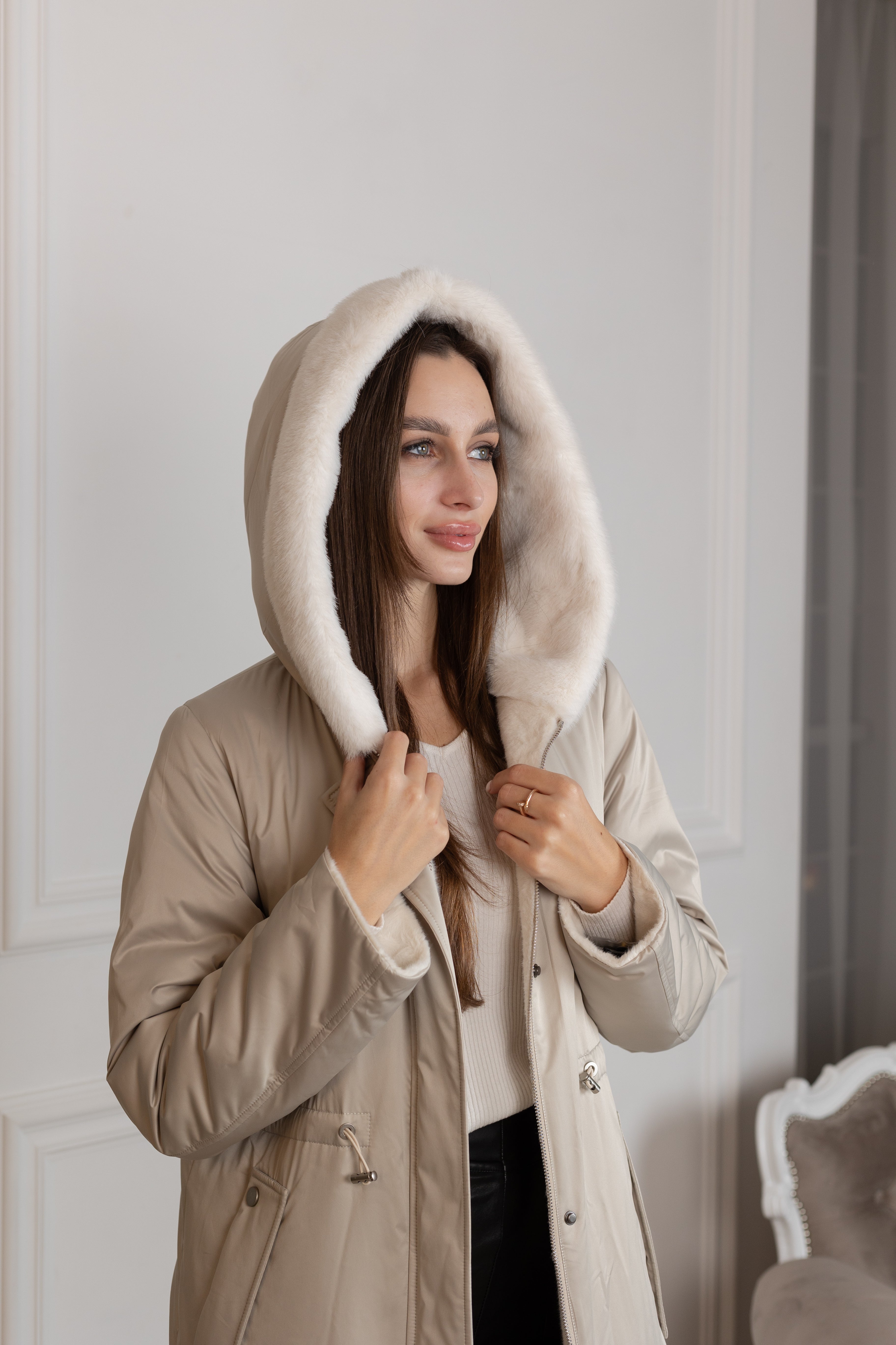 ⇆ Reversible Faux Alpaca Satin Hooded Coat - SJB-DIAMOND ELITES
