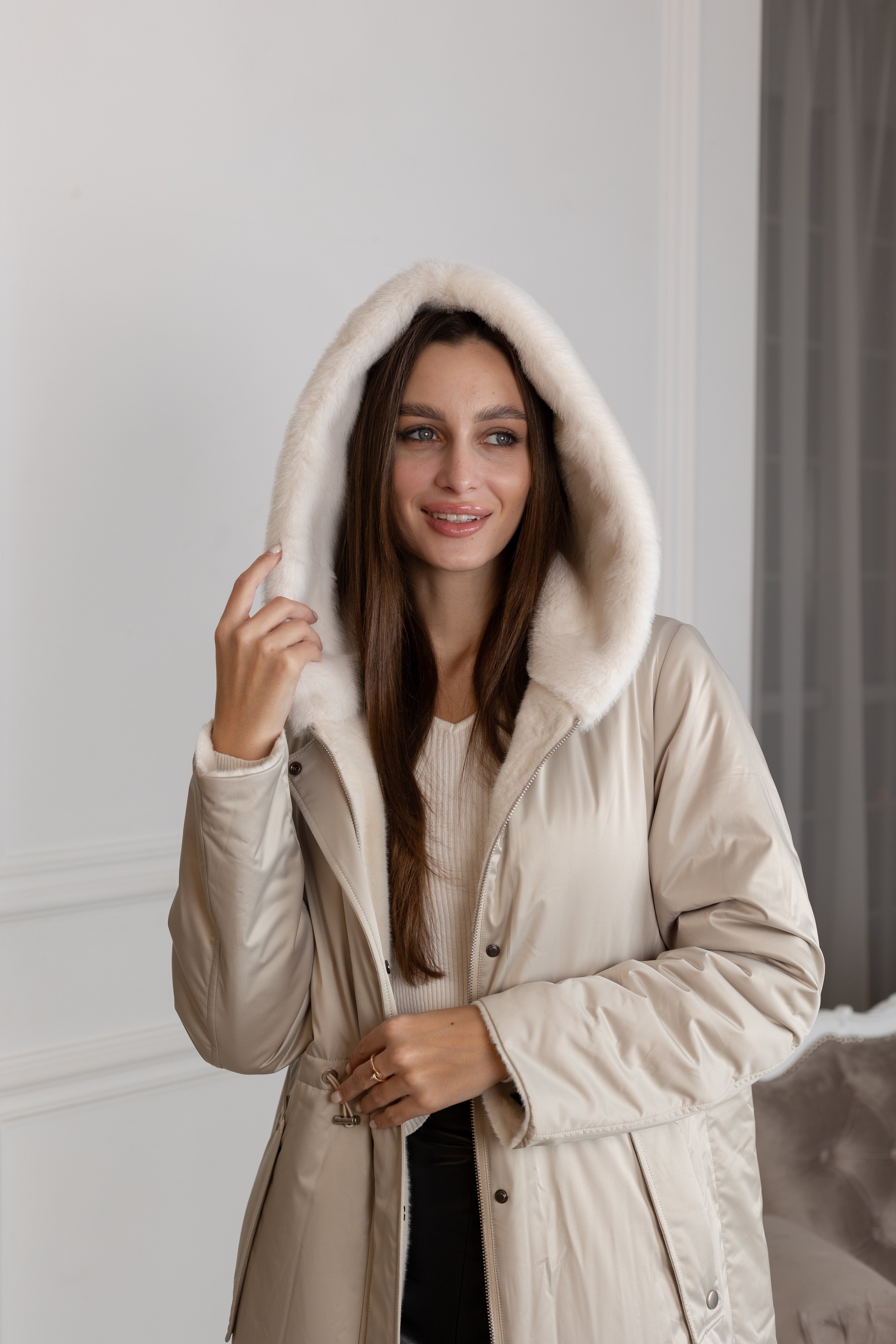 ⇆ Reversible Faux Alpaca Satin Hooded Coat - SJB-DIAMOND ELITES