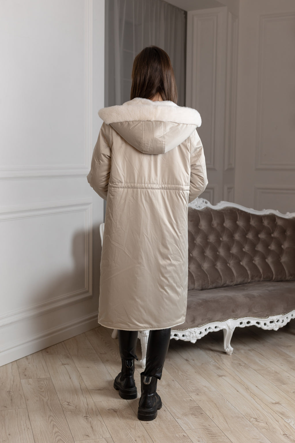 ⇆ Reversible Faux Alpaca Satin Hooded Coat - SJB-DIAMOND ELITES